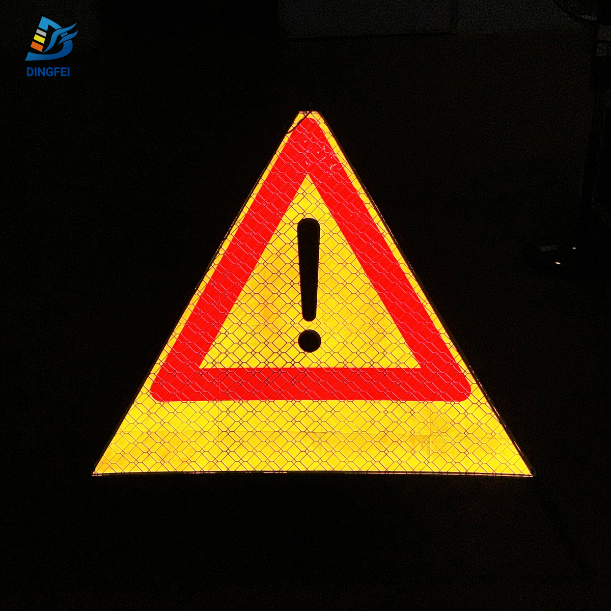Fluorescent Yellow Warning Signal Reflective Folding Tripod Warning Sign - 